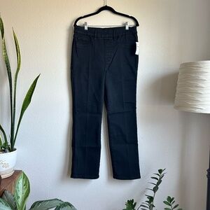 Good American Power Stretch Pull-On Straight Black Jeans, Size L